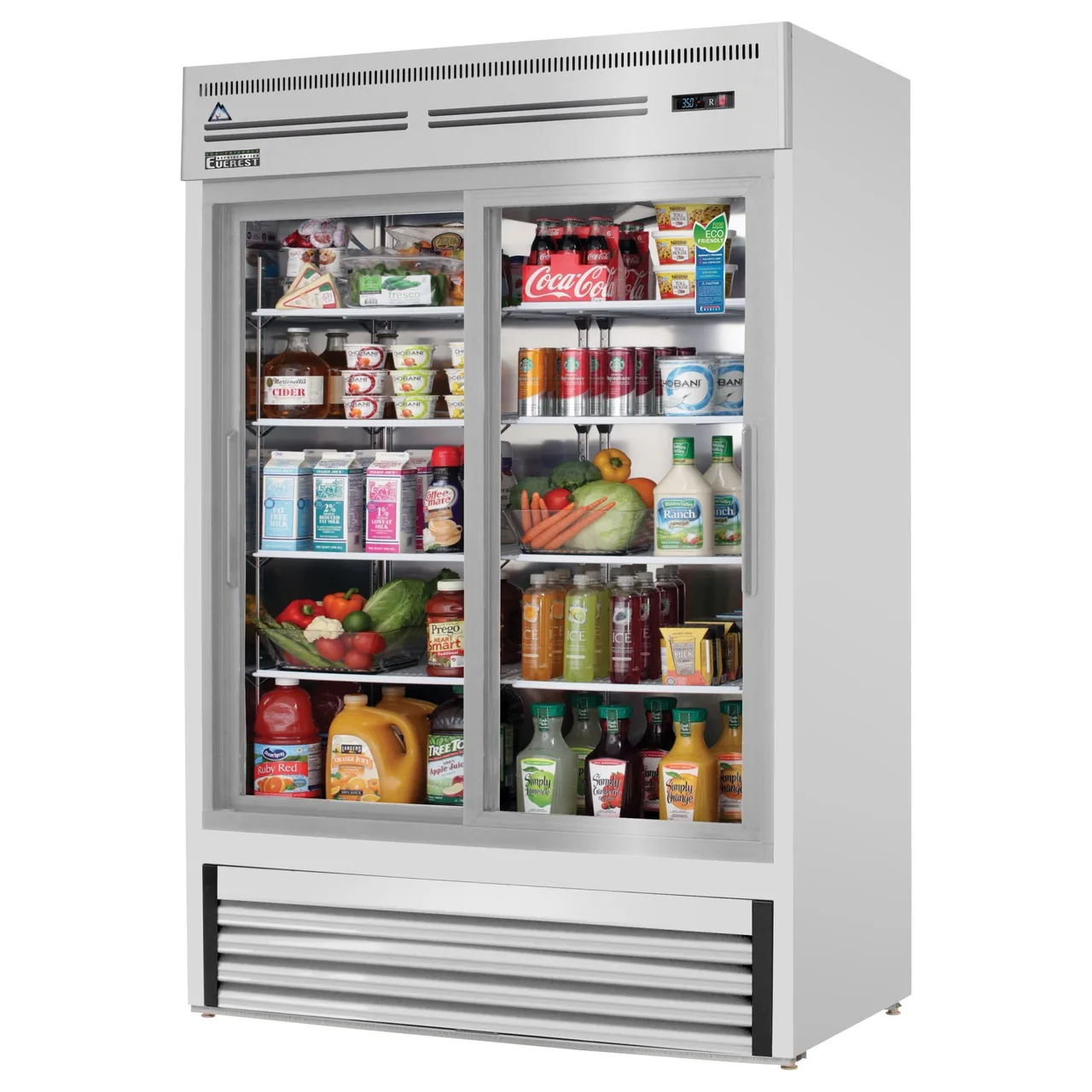 Everest EMGR48-SS 53″ Two Door Merchandiser Refrigerator, Stainless Steel Exterior, 48 cu. ft.