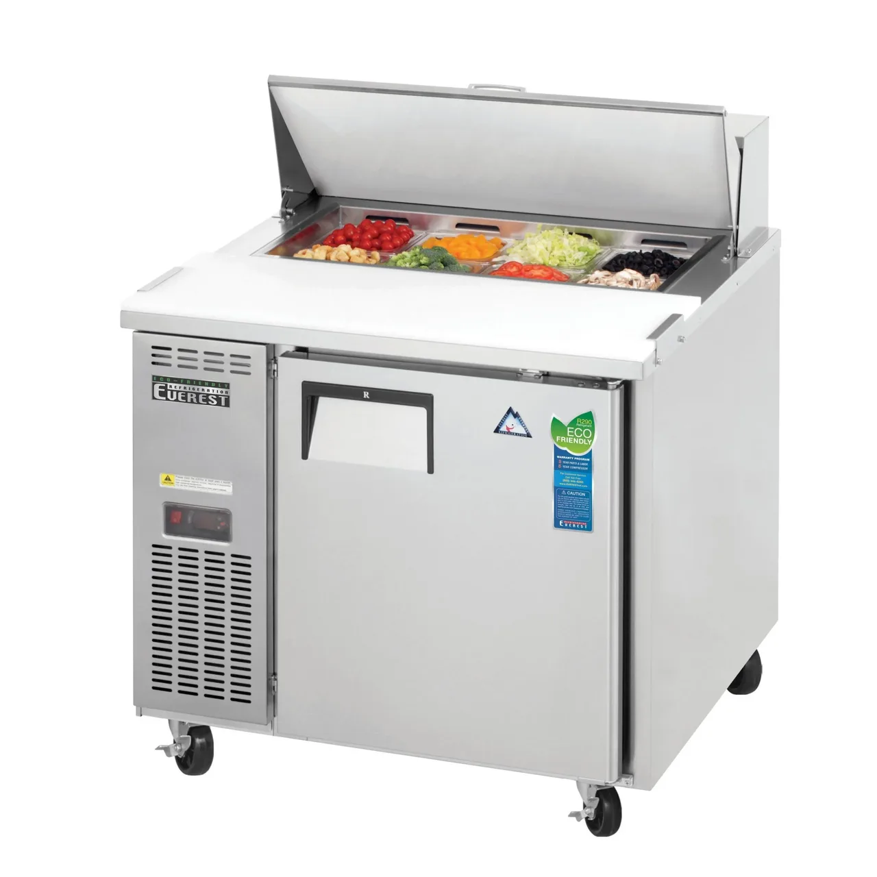 Everest EPR1-24 35″ One Section Sandwich/Salad Prep Table w/ 1 Door, 8 (1/9 size) Pans