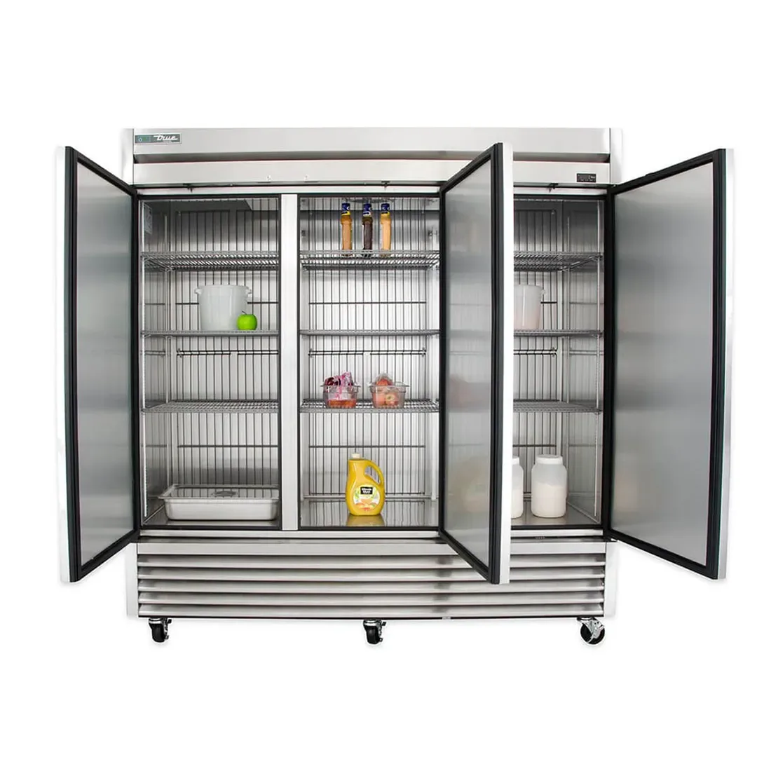 True T-72F-HC 78″ Three Section Reach-In Freezer w/ 3 Solid Doors, Stainless Steel Front Aluminum Sides, 115 V. 4