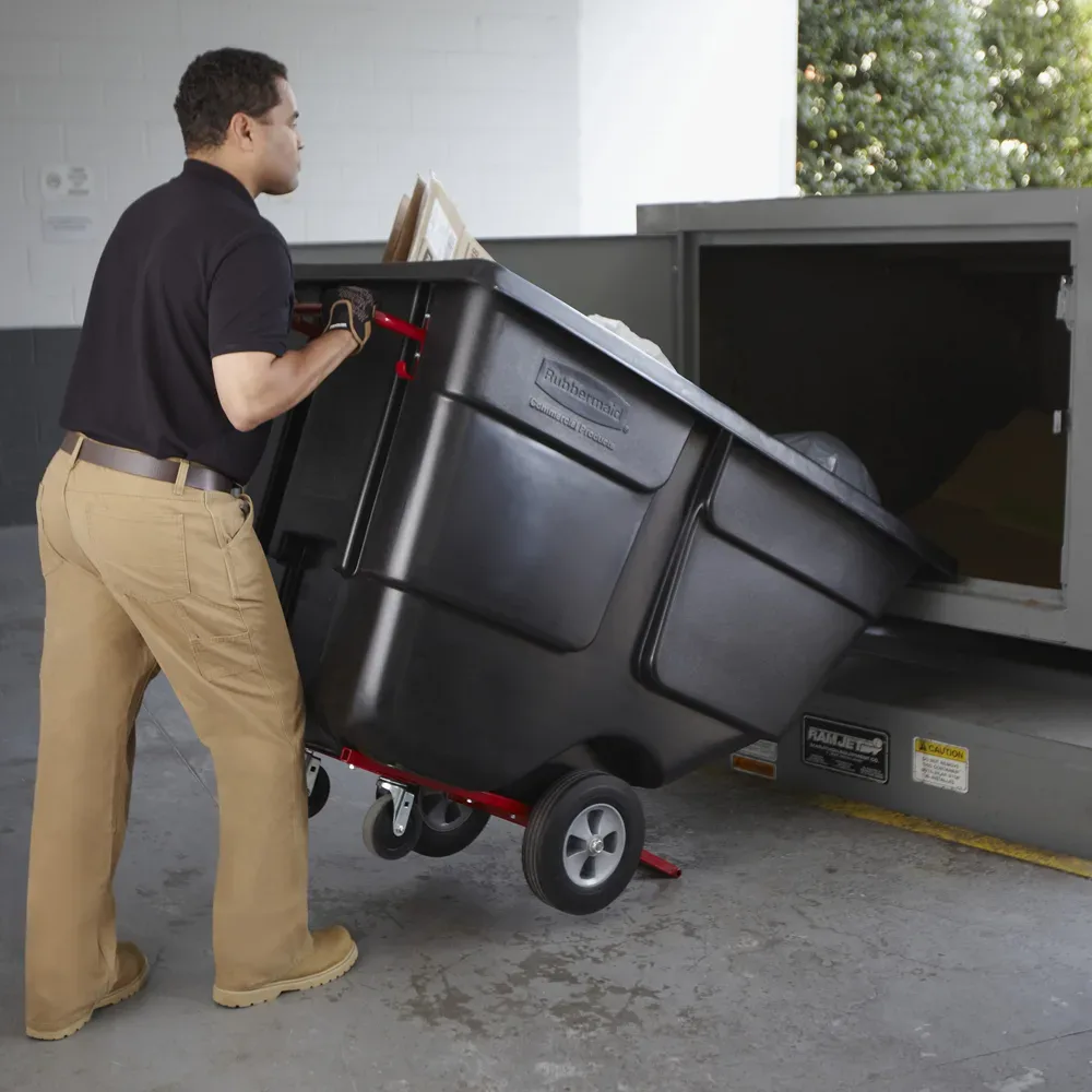 Rubbermaid FG131400BLA 1 cu yd Trash Cart w/ 850 lb Capacity, Black 3