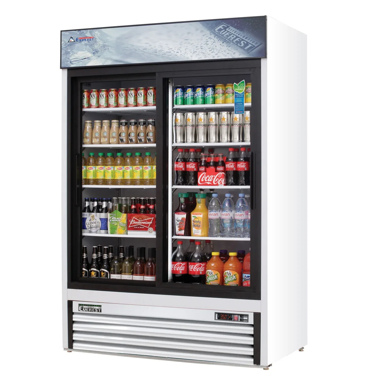 Everest EMGR48 53″ Two Door Merchandiser Refrigerator, White Exterior, 48 cu. ft.