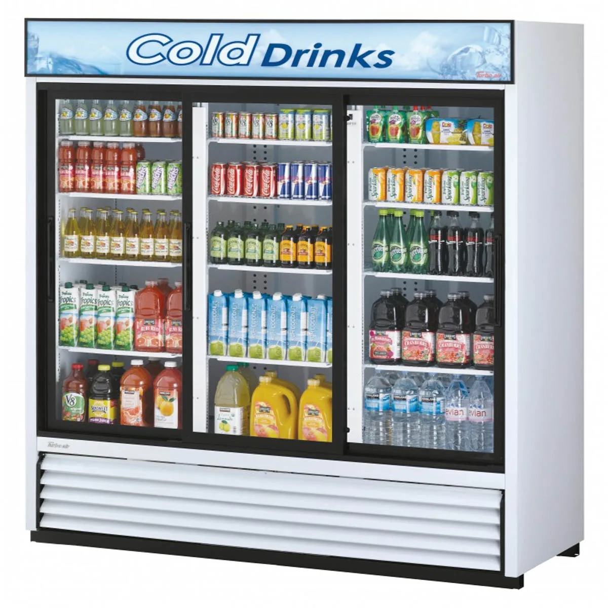 Turbo Air TGM-69RB-N 78″ 3-Section Merchandiser Refrigerator w/ Sliding Glass Door, 61.83 cu. ft. 3