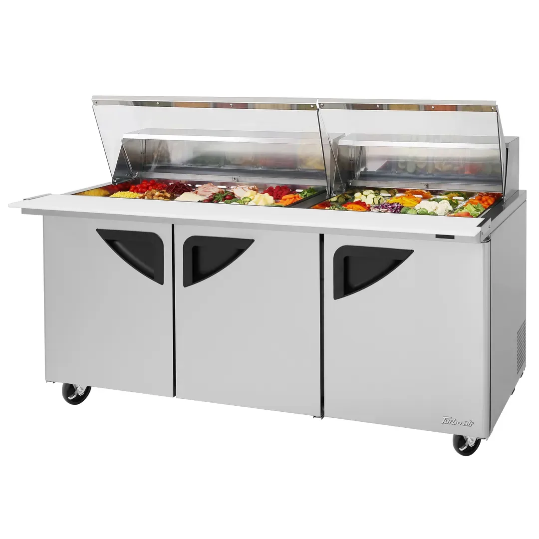 Turbo Air TST-72SD-30-N-CL 72″ Mega Top Sandwich/Salad Prep Table w/ 3 Doors, 30 Pans