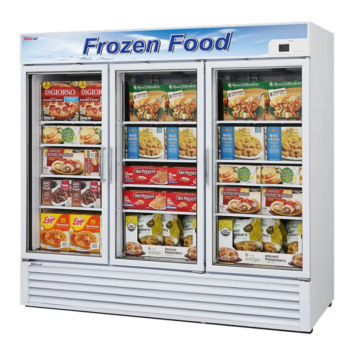 Turbo Air TGF-72FB-N 81″ Three Glass Door Freezer Merchandiser, White or Black, 58.45 cu. ft.