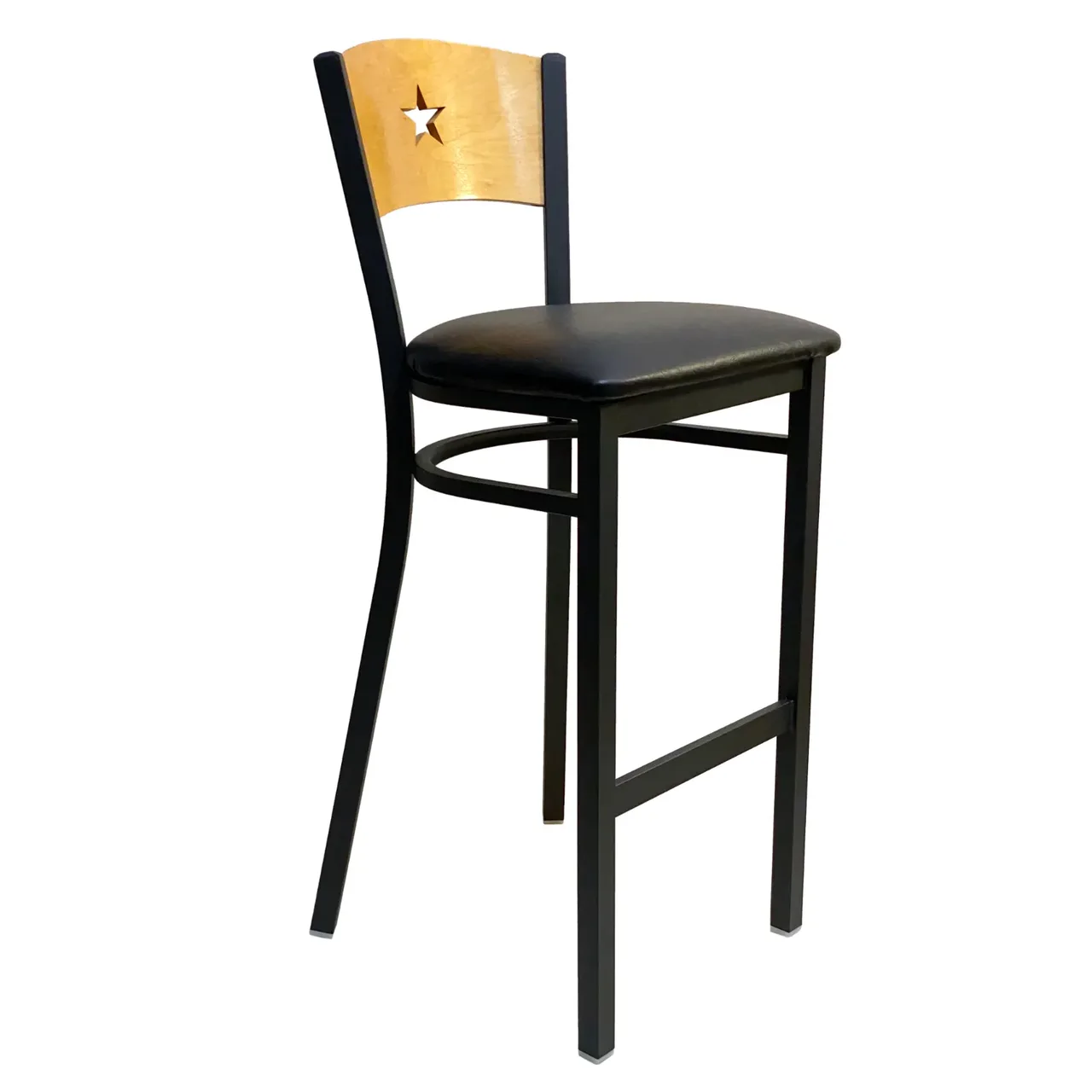 AAA Furniture Wholesale 315BS/STAR GR4 Bar Stool with Wood Back and Upholstered Seat, Black
