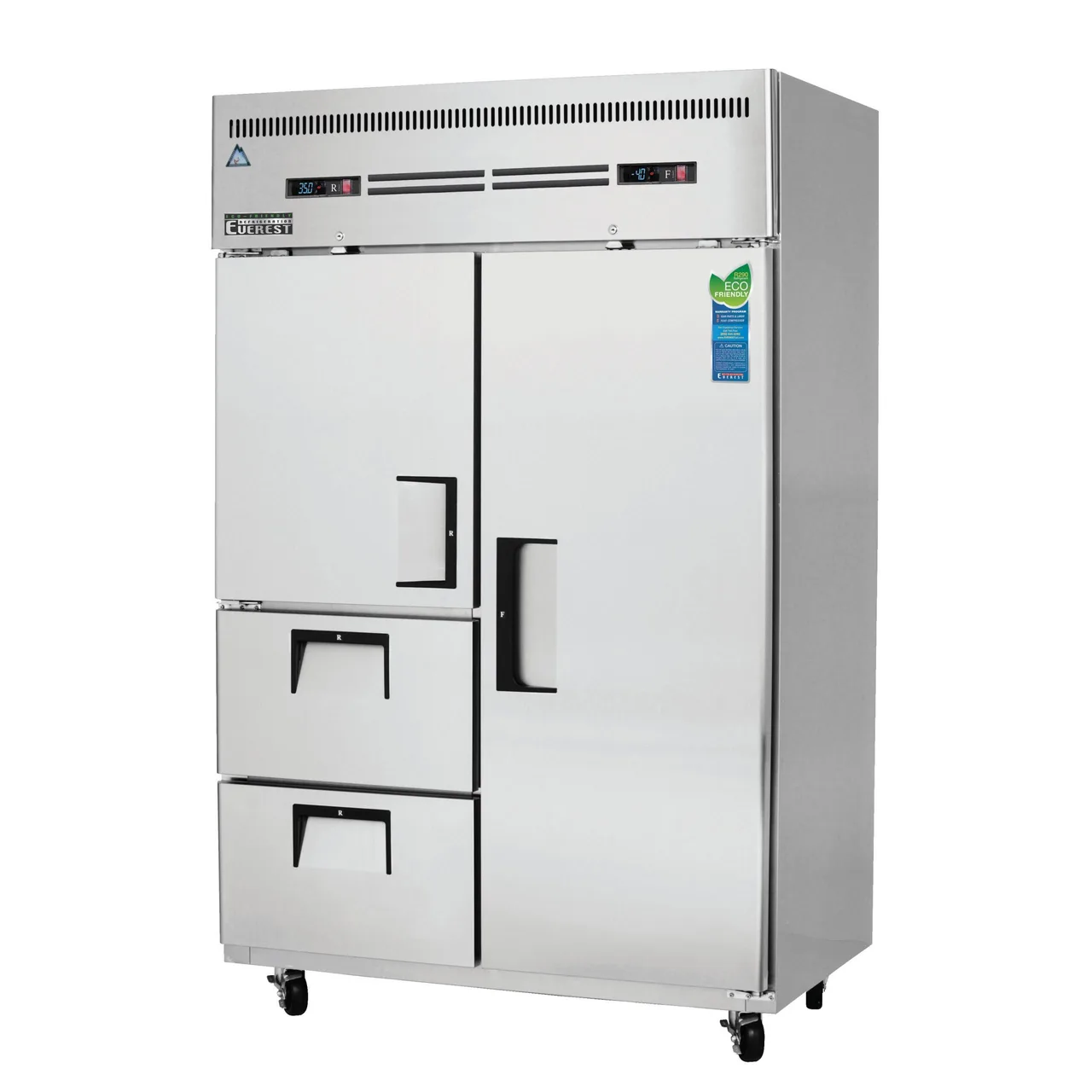 Everest ESRF2D2 49″ 2-Section Reach-In Refrigerator/Freezer Combo, 1 Full /1 Half Solid Doors & 2 Drawers, 22.0 (R) & 22.0 (F) cu. ft.