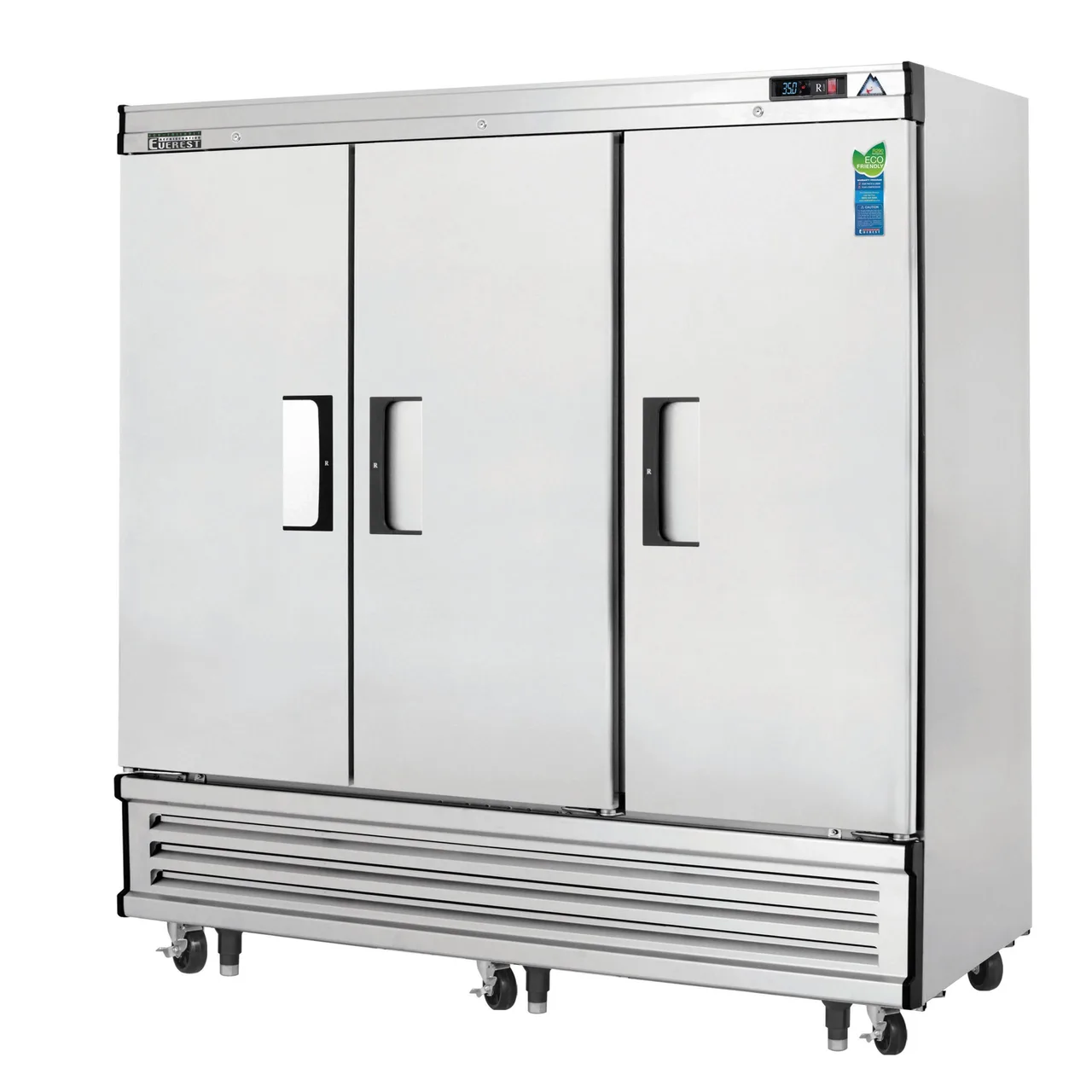 Everest EBR3 74″ Three Section Reach-In Refrigerator w/ 3 Solid Full Doors, Bottom Mount, Stainless Steel, 71 cu. ft.