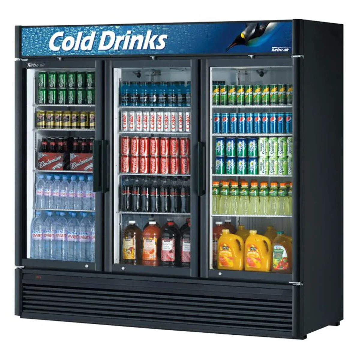 Turbo Air TGM-72SD-N 78″ 3-Section Merchandiser Refrigerator w/ Glass Door, 68.4 cu. ft. 3