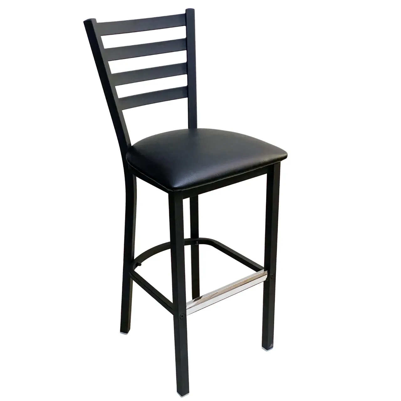 AAA Furniture Wholesale 316BS BVS Bar Stool with Ladder Back and Upholstered Seat, Black (Quick Ship)