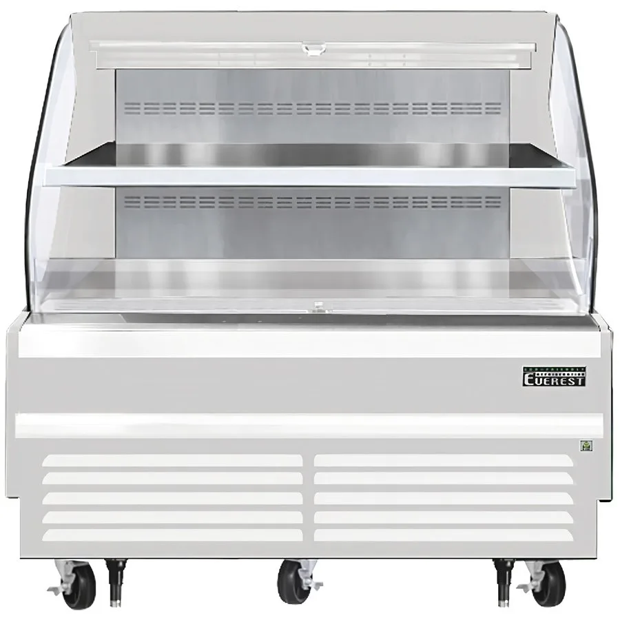 Everest EOMH-72-W-35-T 73″ Horizontal Open Air Merchandiser in White, 2 Shelves, Open Curved, 15.2 cu. ft.