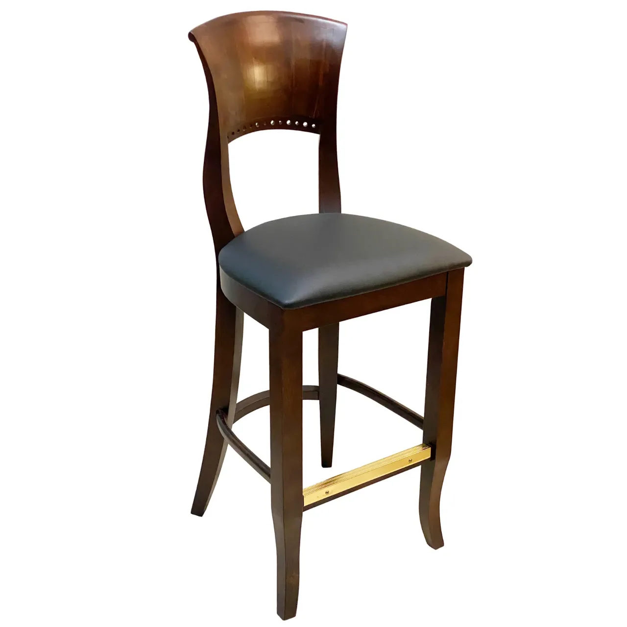 AAA Furniture Wholesale 525BS BVS Bar Stool with Wood Back and Upholstered Seat, Black (Quick Ship)