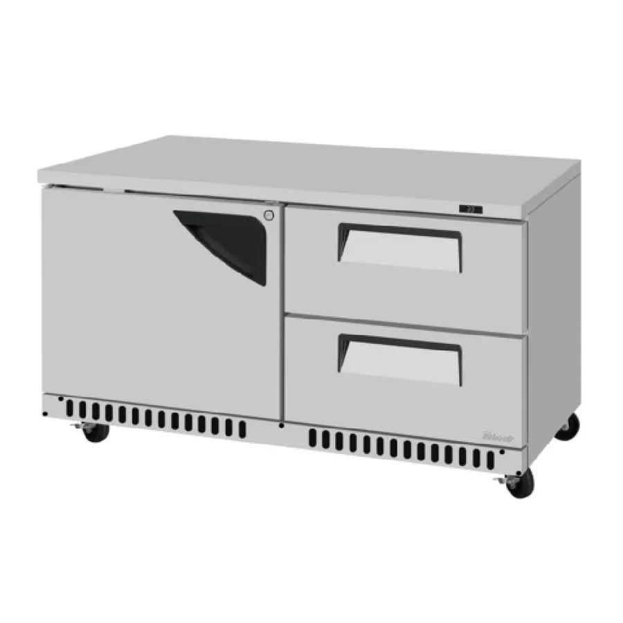 Turbo Air TUR-60SD-D2R(L)-FB-N 60″ 2-Section Undercounter Refrigerator w/ 2 Drawers & 1 Door