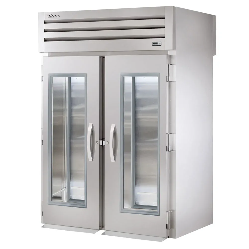 True STR2RRT-2G-2S 68″ Two Section Roll Thru Refrigerator, (4) Left/Right Hinge Glass Doors, 115v