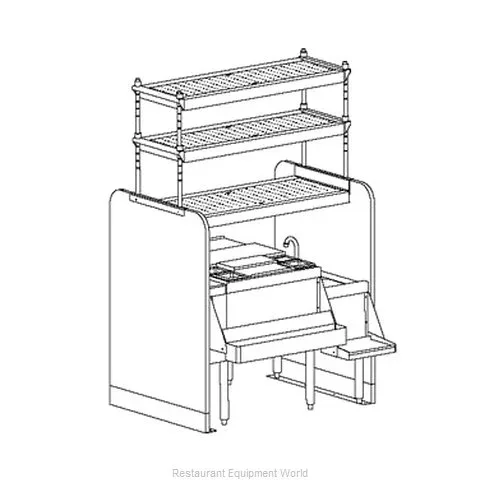 Perlick PTS42R-1 42-in Pass Thru Cocktail Station w/ Right Dual Sink & Faucet, Stainless