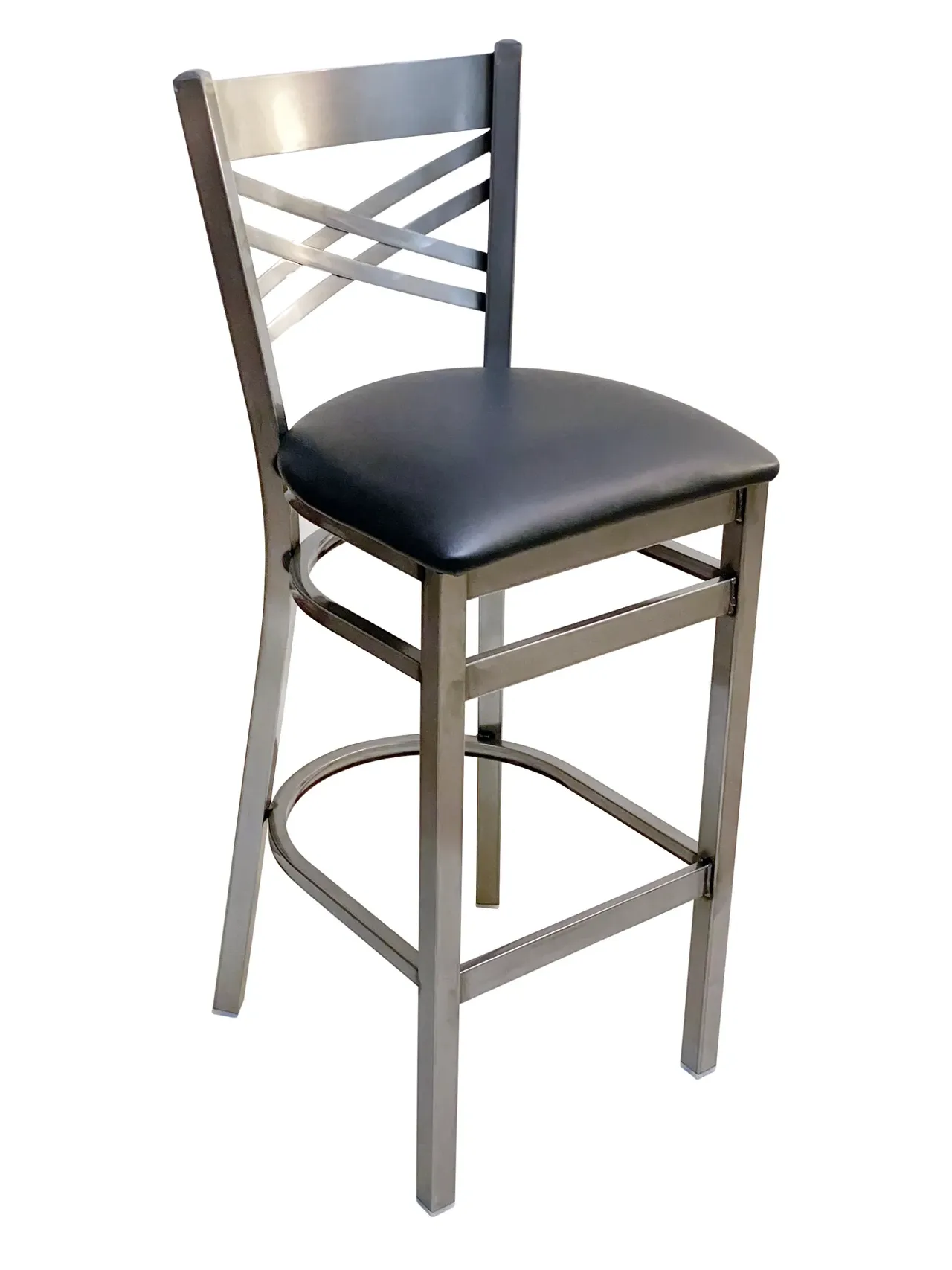 AAA Furniture Wholesale 310BS/CLEAR COAT BVS Barstool with Upholstered Seat, Black (Quick ship)