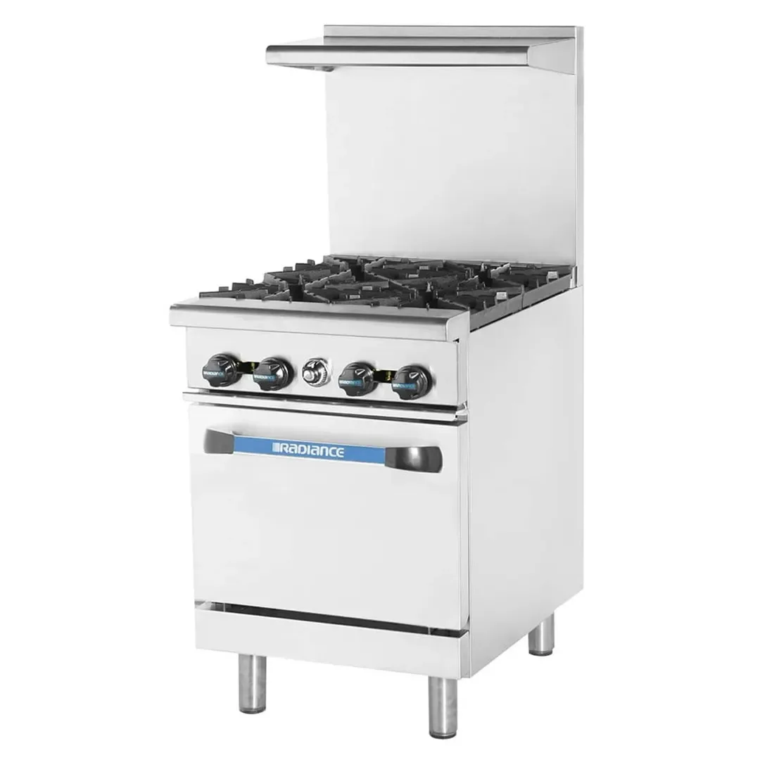 Turbo Air TAR-4 24″ Gas Restaurant Range w/ (4) Open Burners, (1) Standard Oven, 163.000 BTU