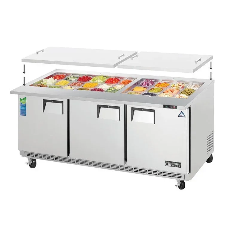 Everest EOTP3 71″ Threee Section Mega Top Sandwich/Salad Prep Table w/ 3 Door, 30 Pans