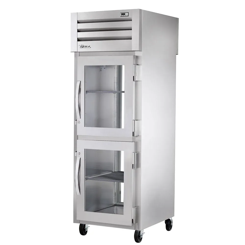 True STA1RPT-2HG-1G-HC 27 1/2″ One Section Pass Thru Refrigerator, (3) Right Hinge Glass Doors, 115v