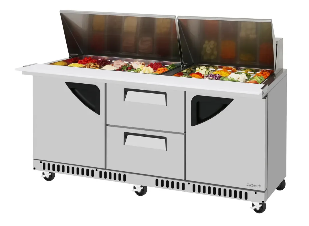 Turbo Air TST-72SD-30-LD2R-FB-N 72″ Mega Top Sandwich/Salad Prep Table w/ 2 Drawers & 2 Doors
