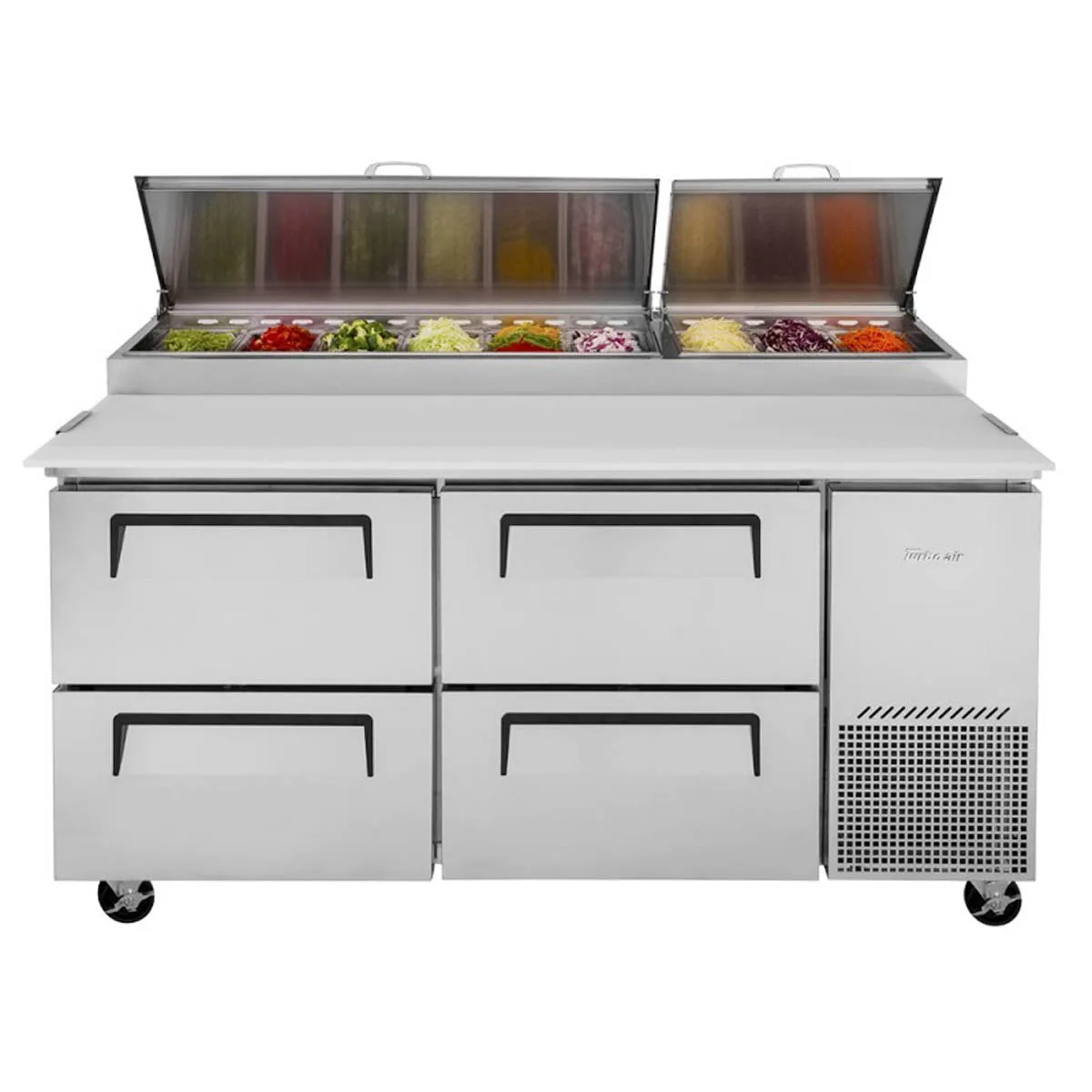 Turbo Air TPR-67SD-D4-N 67″ Refrigerated Pizza Prep Table w/ 4 Drawers, 20 cu. ft. 6