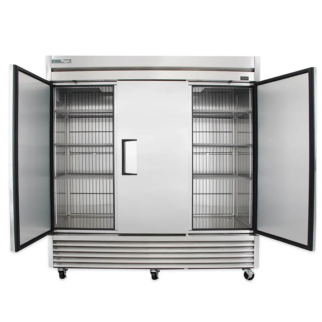 True T-72F-HC 78″ Three Section Reach-In Freezer w/ 3 Solid Doors, Stainless Steel Front Aluminum Sides, 115 V. 5