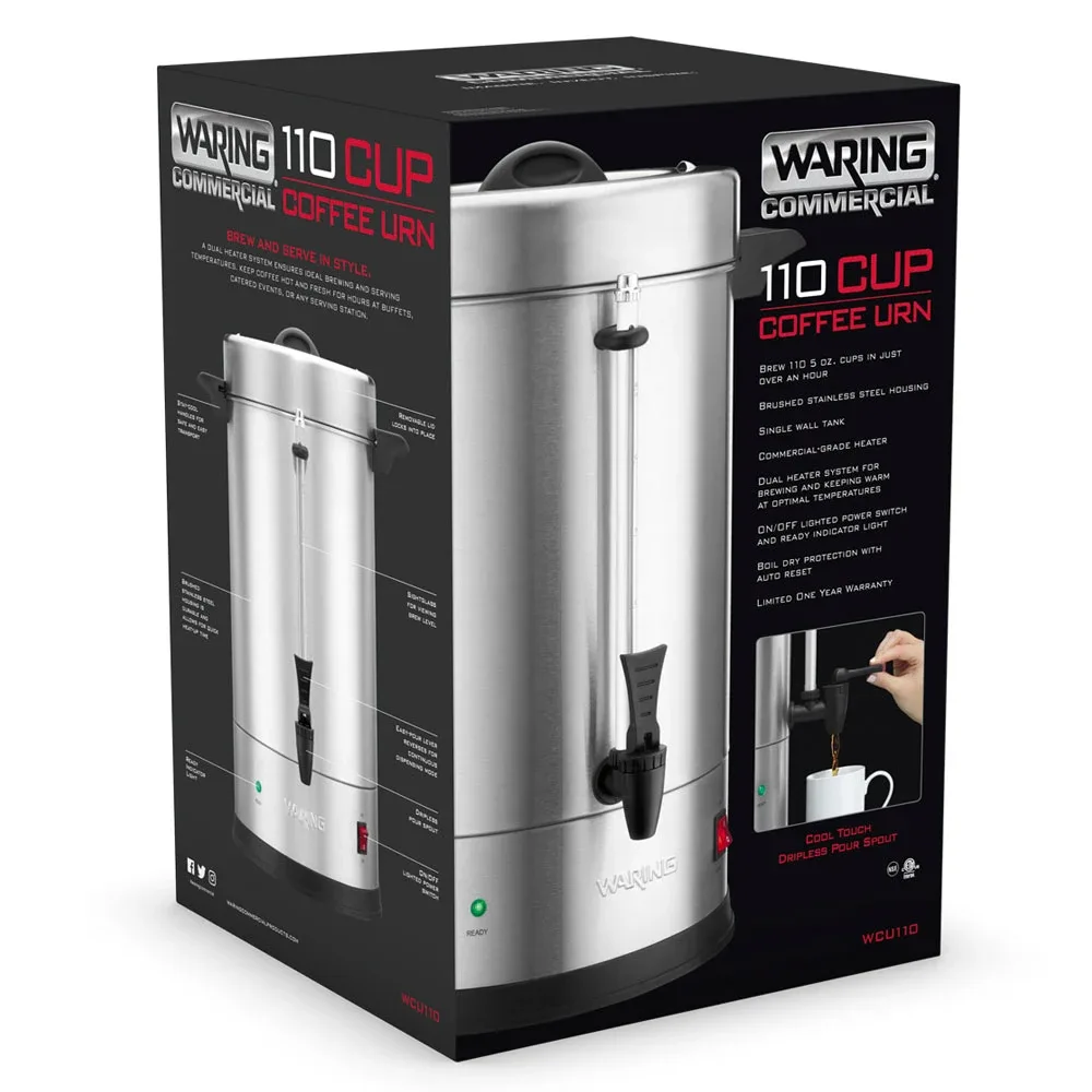 Waring WCU110 4 3/10 gal Medium Volume Brewer Coffee Urn w/ 1 Tank, 120v 2