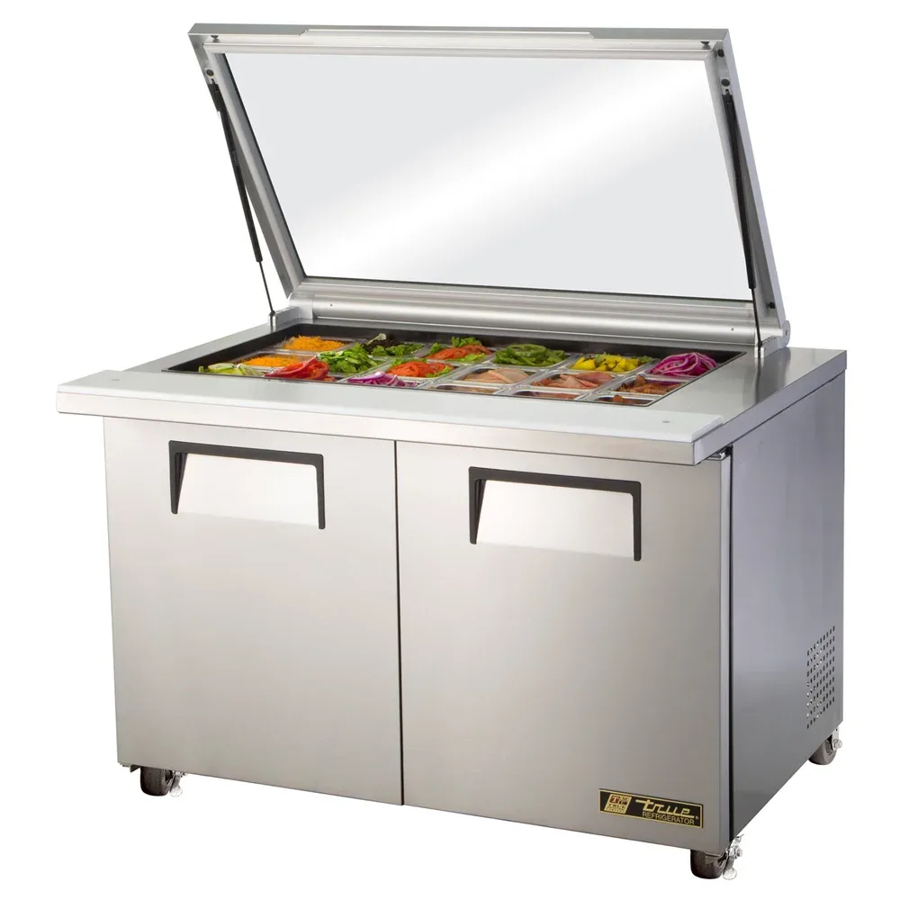 True TSSU-48-18M-B-FGLID-HC 48″ TSSU Series Mega Top Sandwich/Salad Prep Table w/ Refrigerated Base, 115v