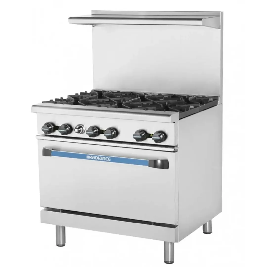 Turbo Air TAR-6 36″ Gas Restaurant Range w/ (6) Open Burners, (1) Standard Oven, 227.000 BTU