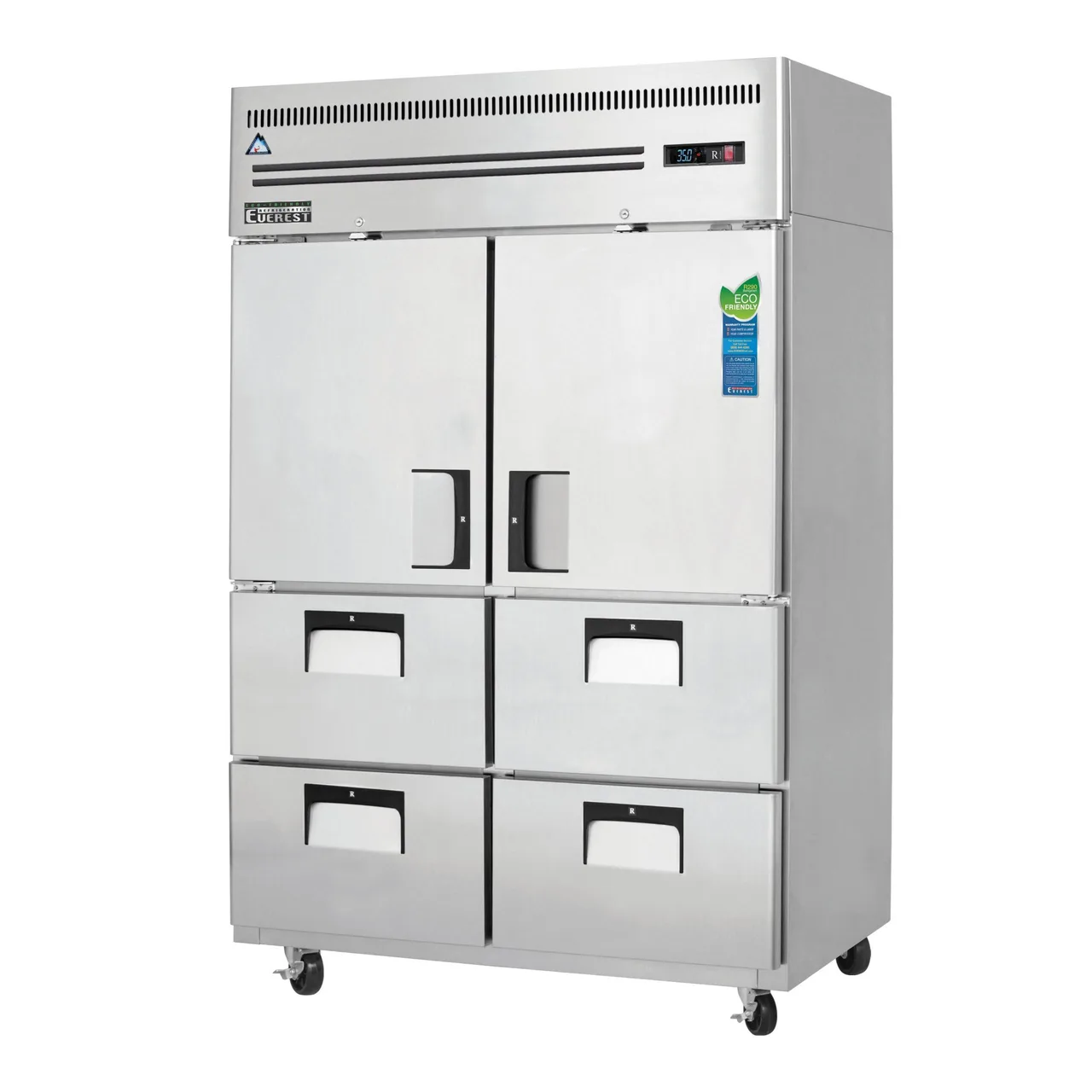 Everest ESR2D4 49″ Two Section Reach-In Refrigerator w/ 2 Solid Half Doors and 4 Drawers, Top Mount, Stainless Steel, 48 cu. ft.