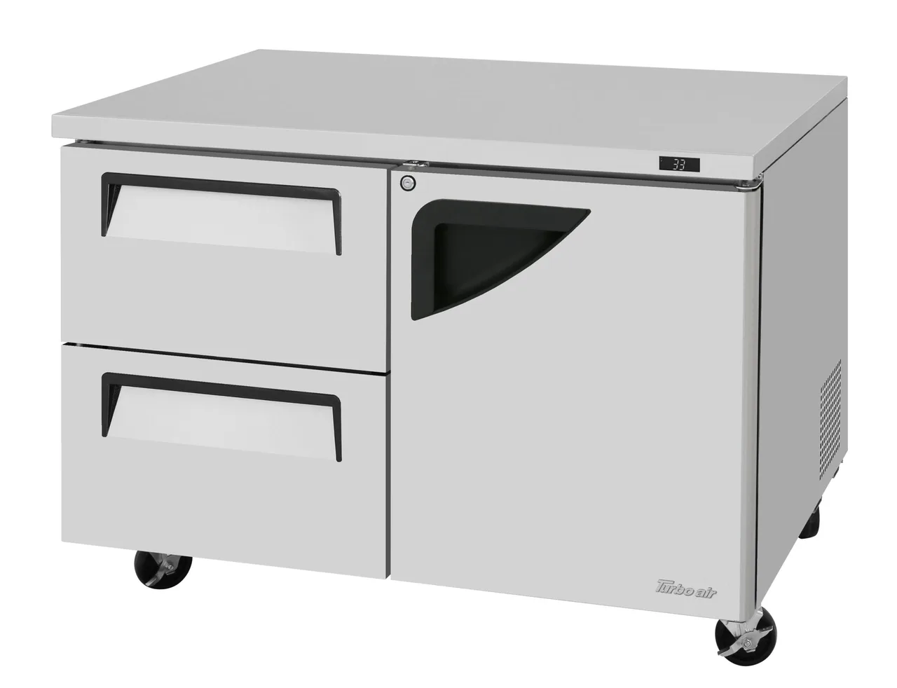 Turbo Air TUR-48SD-D2R-N 48″ 2-Section Undercounter Refrigerator w/ 2 Drawers & 1 Door