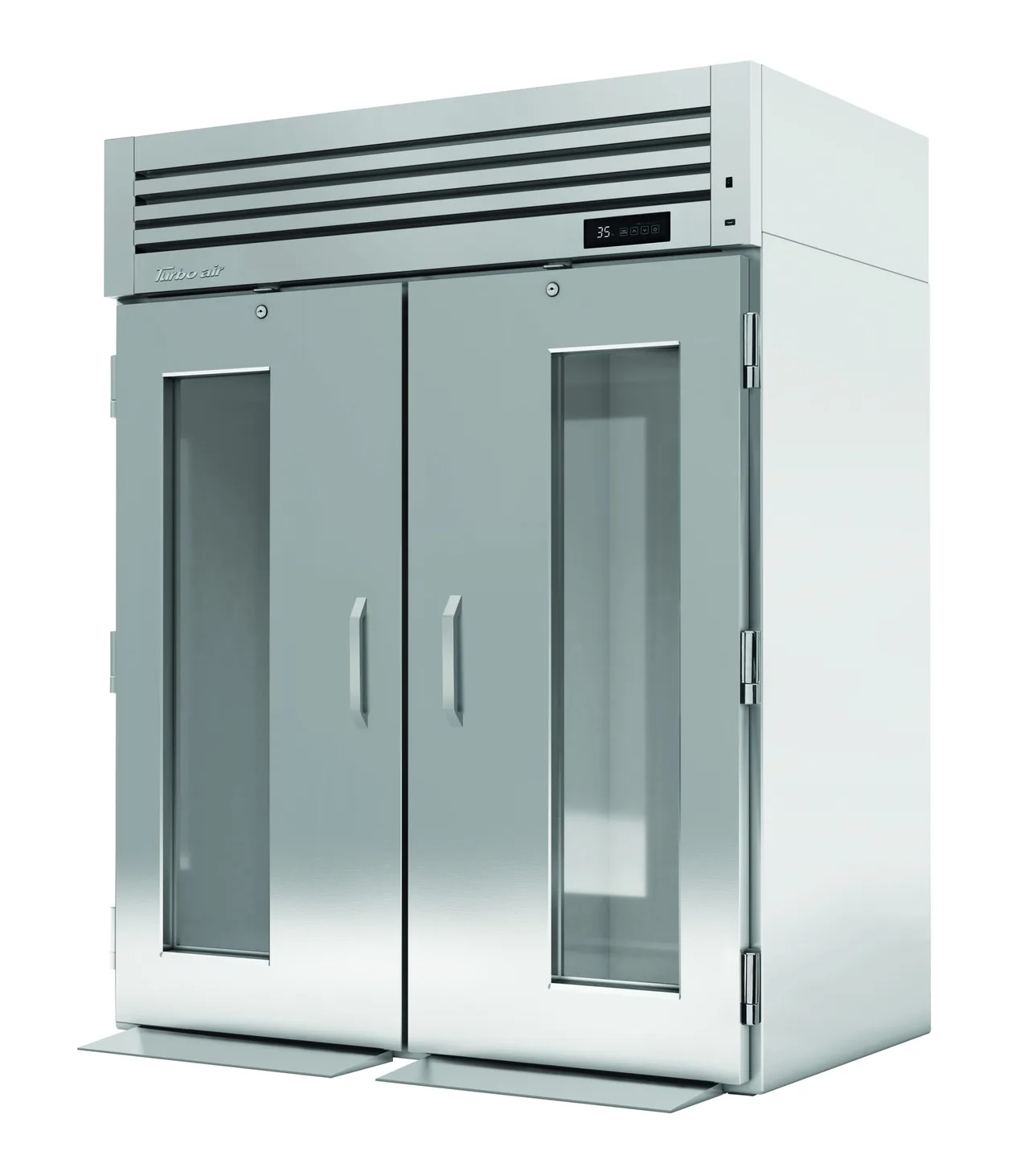 Turbo Air PRO-50R-G-RI-N 66″ Two Section Roll-In Refrigerator w/ Glass Doors, Self-Contained, Stainless Steel, 82 cu. ft.