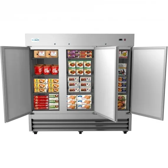 Koolmore RIF-3D-SS 81″ Three Section Reach-In Freezer w/ 3 Solid Doors, 72 cu ft.
