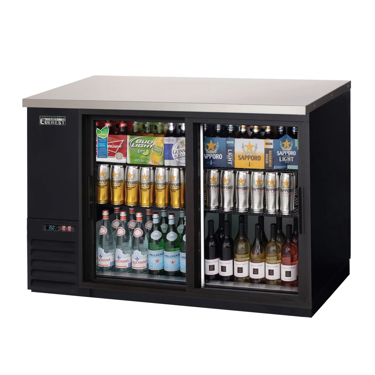 Everest EBB48G-SD 49″ Two Section Back Bar Cooler with Glass Door, 13.0 cu. ft.
