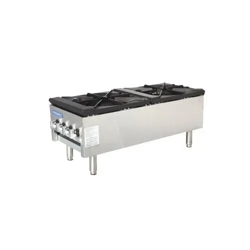 Turbo Air TASP-18S-D 18″ Gas Stock Pot Range w/ (2) Three Ring Burners, Low Height, Front to Back, 158.000 BTU