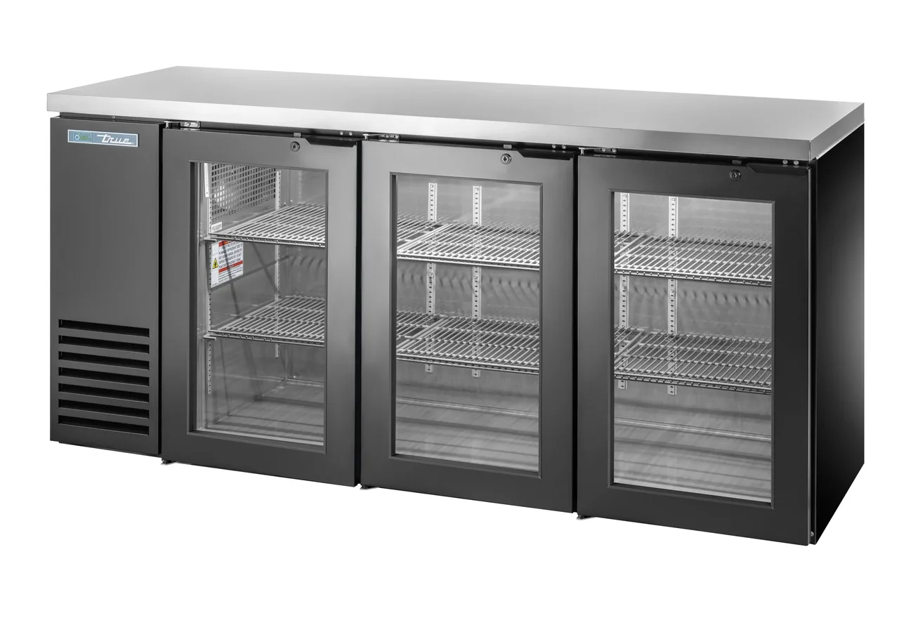 True TBB24-72-3G-Z1-SFT-B-1 Refrigerated Back Bar Cabinet