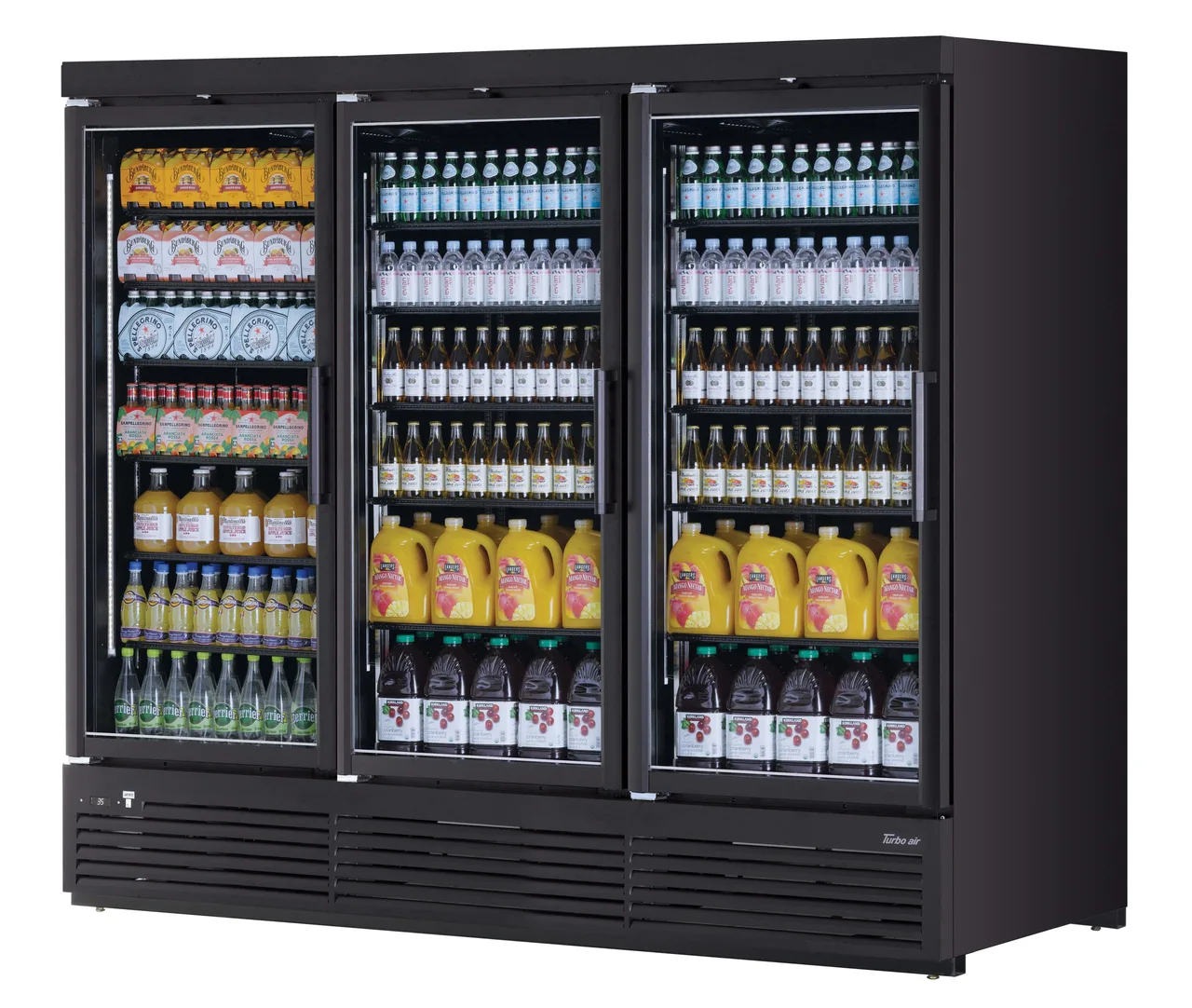Turbo Air TJMR-85SDW(B)-N 97″ 3-Section Swing Glass Door Merchandiser Refrigerator, 97 cu. ft.