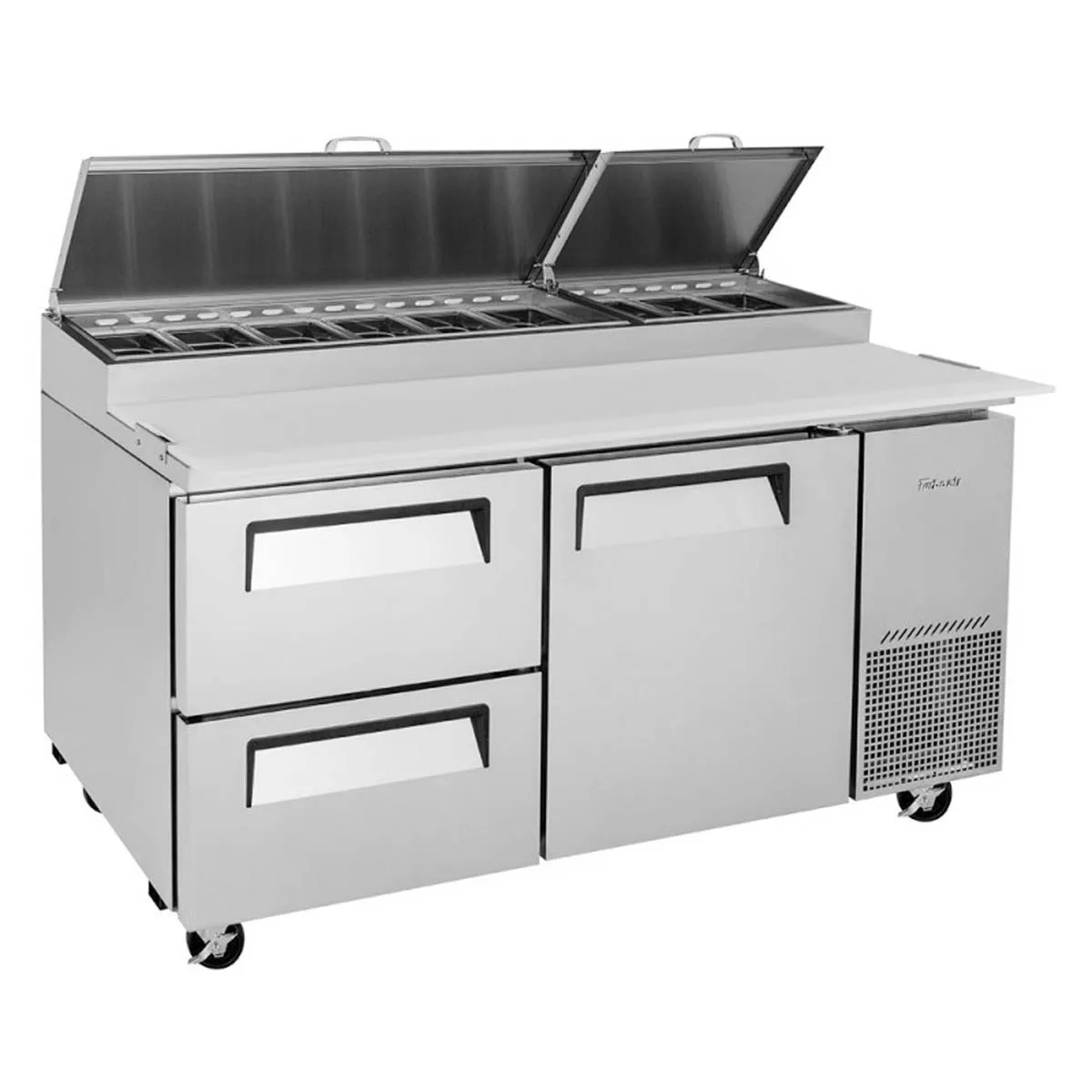 Turbo Air TPR-67SD-D2-N 67″ Refrigerated Pizza Prep Table w/ 1 Door & 2 Drawers, 20 cu. ft. 8