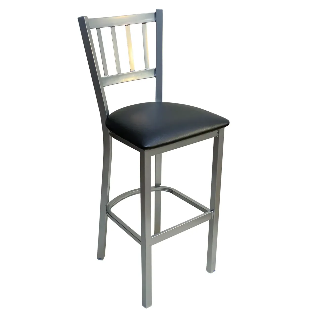 AAA Furniture Wholesale 309BS BVS-SLV Bar Stool with Slat Back and Upholstered Seat, Black (Quick Ship)