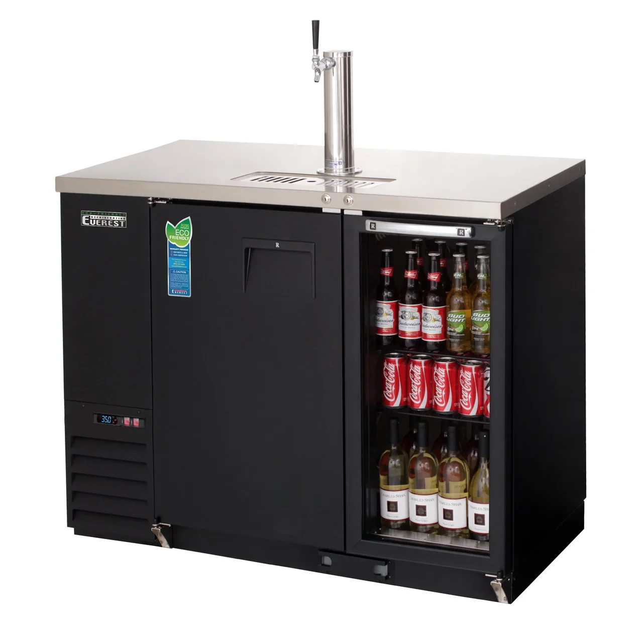 Everest EBDS2-BBG-24 49″ Back Bar & Direct Draw Keg Refrigerator Combo, 1 Keg