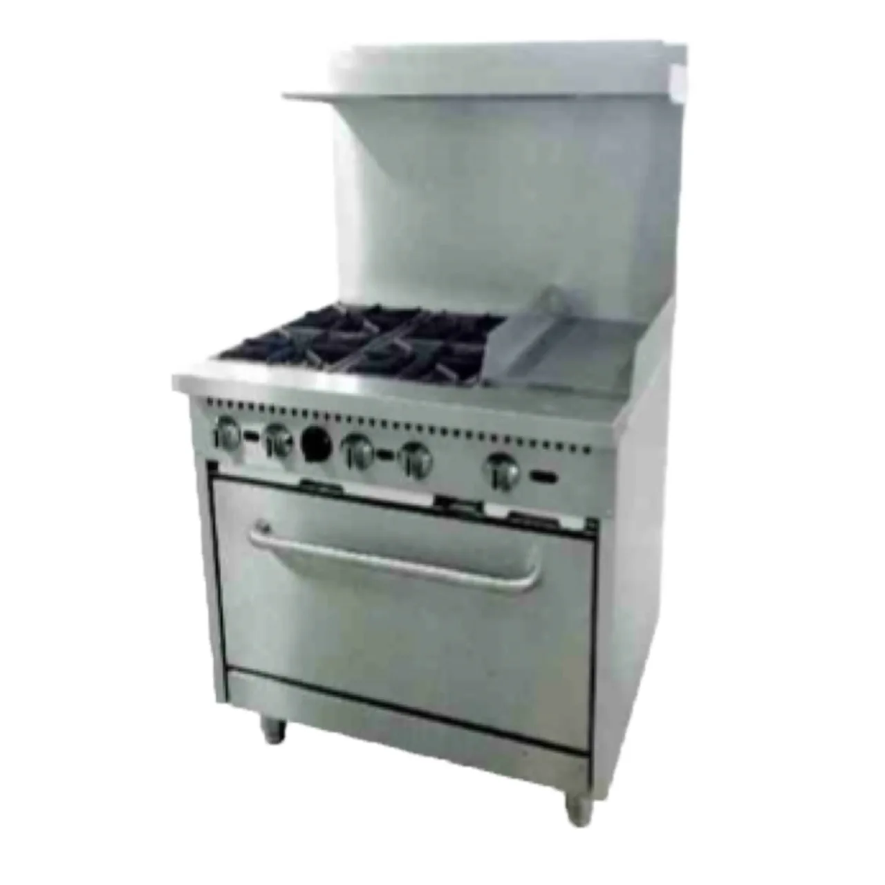 Serv-Ware SGR-4B-12G 36″ Gas Restaurant Range w/ (4) Open Burners, 12″ Griddle