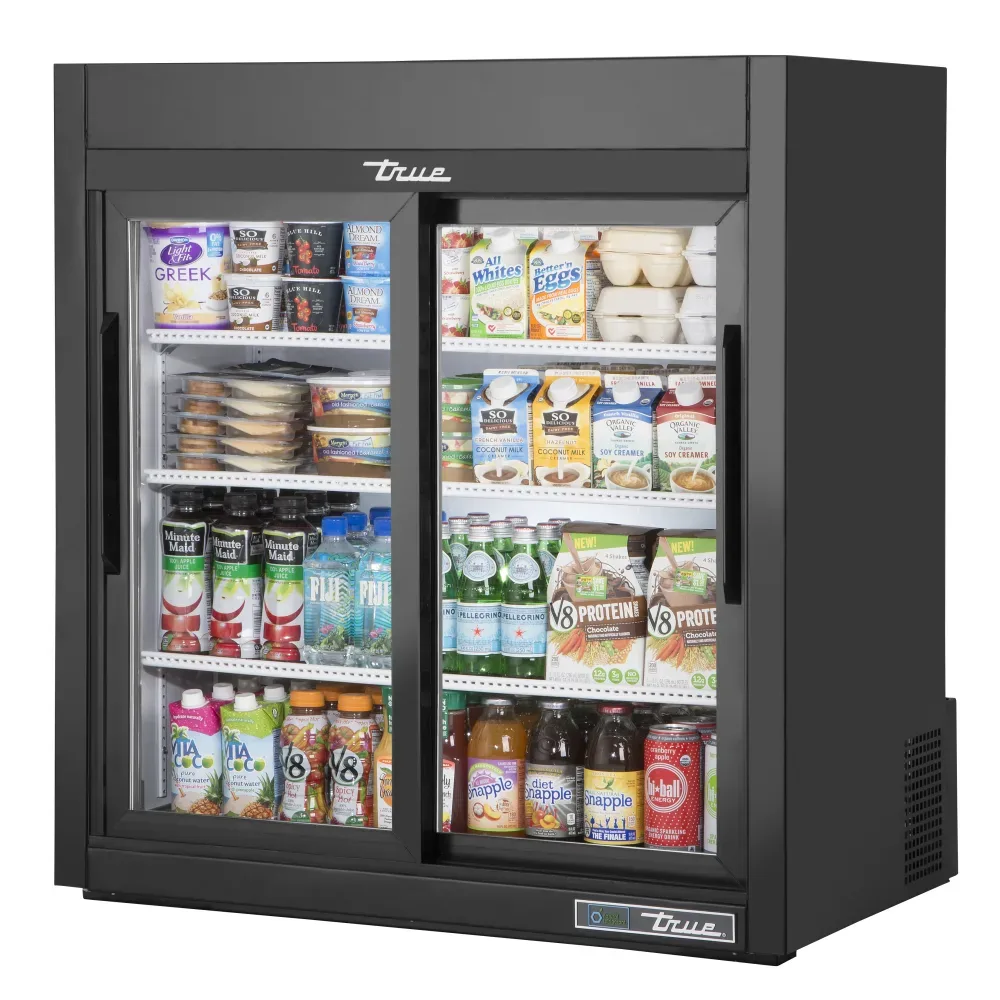 True GDM-09-SQ-HC-LD 36″ Countertop Refrigerator w/ Front Access – Sliding Doors, White, 115v