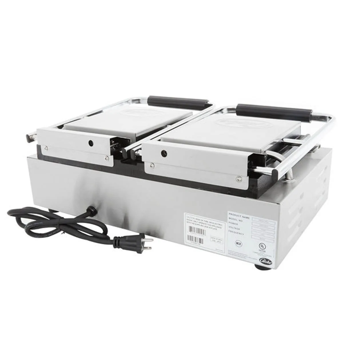 Globe GSGDUE10 Double Commercial Panini Press w/ Cast Iron Smooth Plates, 240v/1ph 2