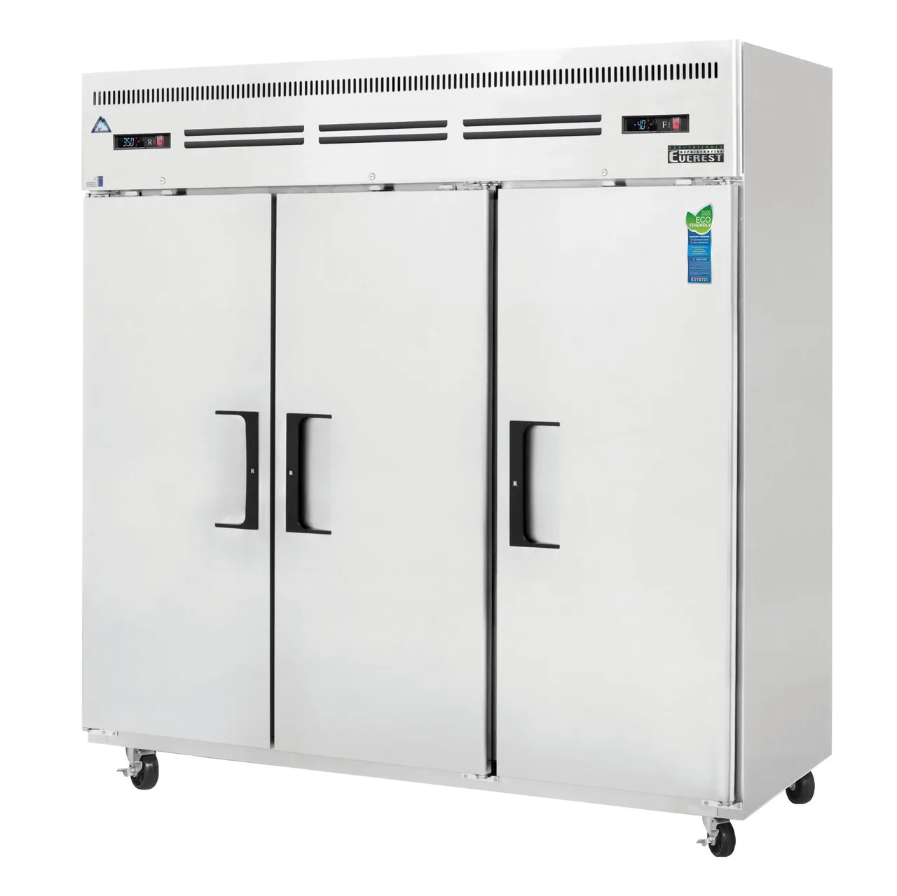 Everest ESRF3 74″ 3-Section Reach-In Refrigerator/Freezer Combo w/ 3 Solid Doors, Top Mount