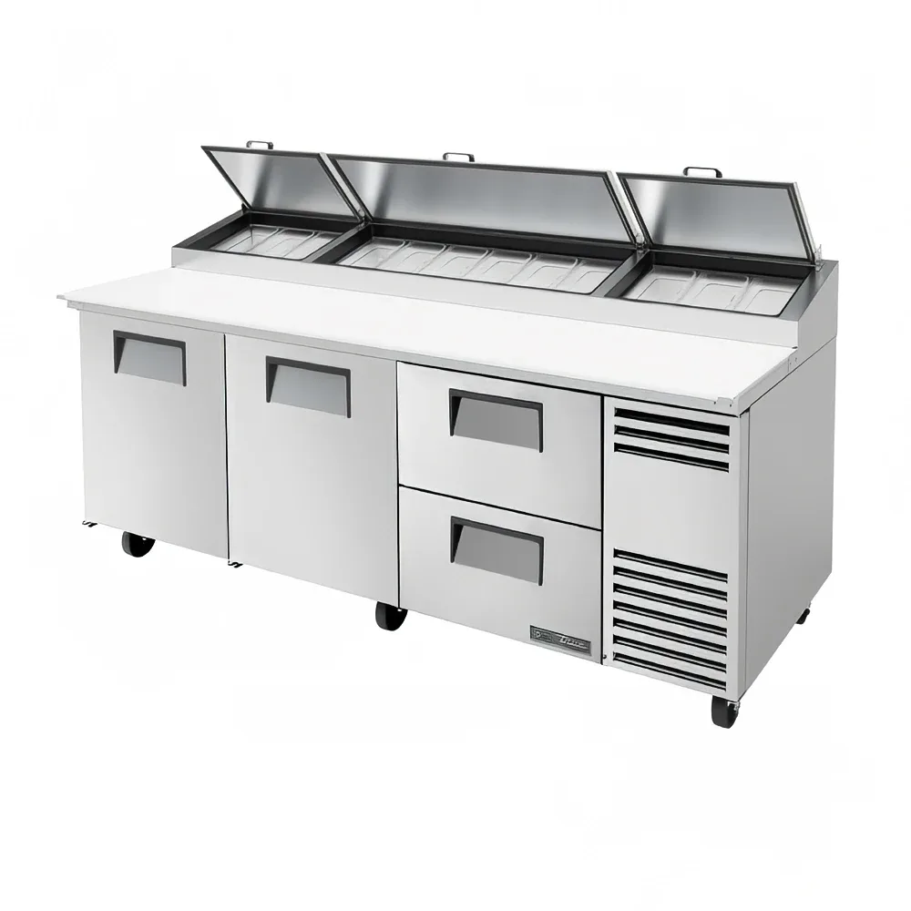 True TPP-AT2-93D-2-HC 93 1/2″ TPPAT Series Pizza Prep Table w/ Refrigerated Base, 115v