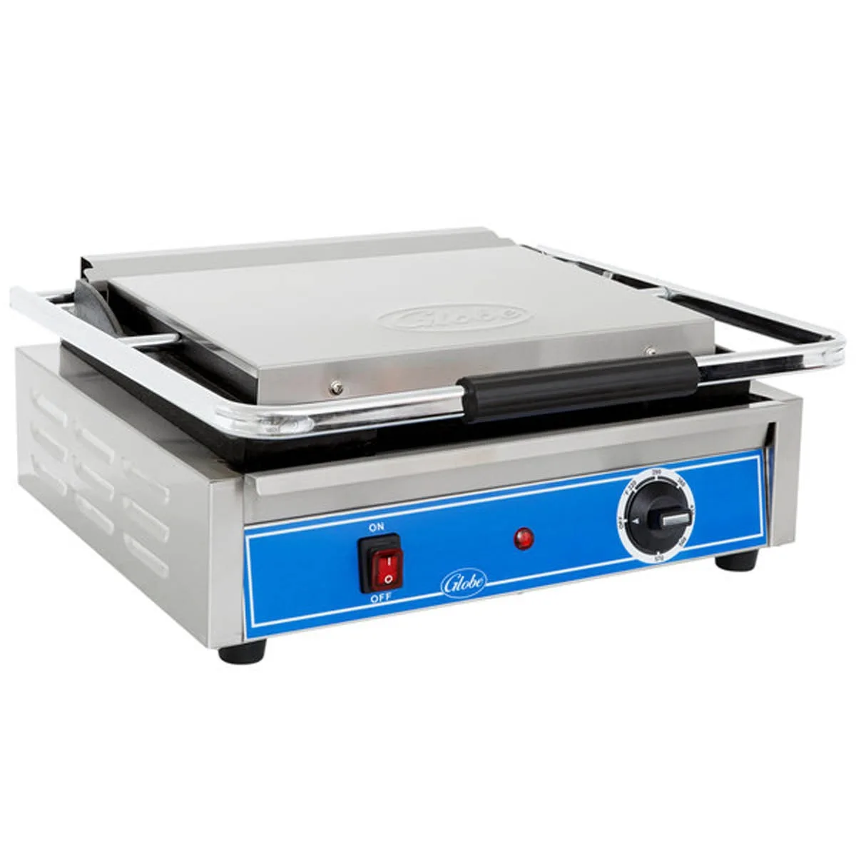 Globe GSG1410 Single Commercial Panini Press w/ Cast Iron Smooth Plates, 120v 5