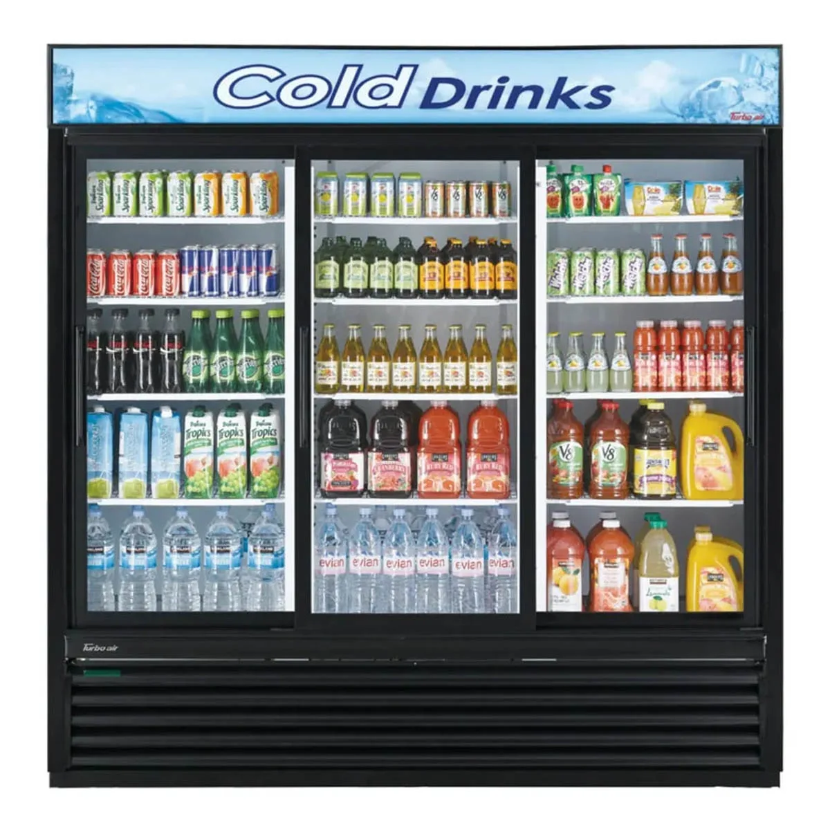 Turbo Air TGM-69RB-N 78″ 3-Section Merchandiser Refrigerator w/ Sliding Glass Door, 61.83 cu. ft.