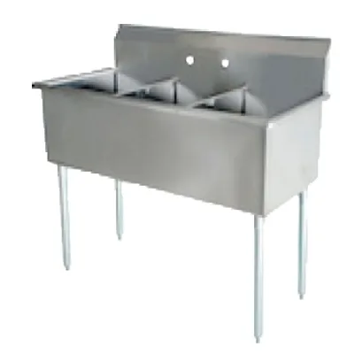 Serv-Ware BS3-1221 39″ Three Compartment Sink, 12″W x 21″L Bowl Without Drainboard