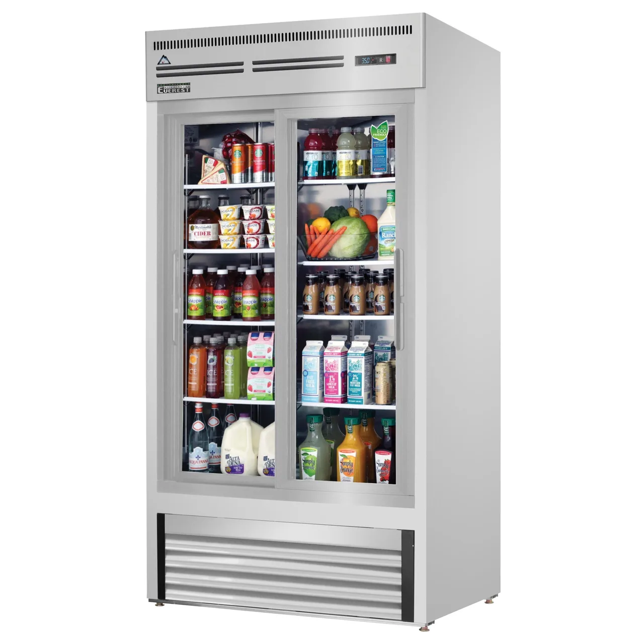 Everest EMGR33-SS 39″ Two Door Merchandiser Refrigerator, Stainless Steel Exterior, 33 cu. ft.