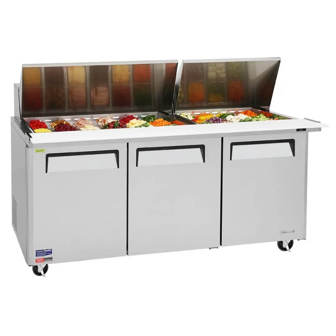 Turbo Air MST-72-30-N 72″ Mega Top Sandwich/Salad Prep Table w/ 3 Doors, 30 Pans