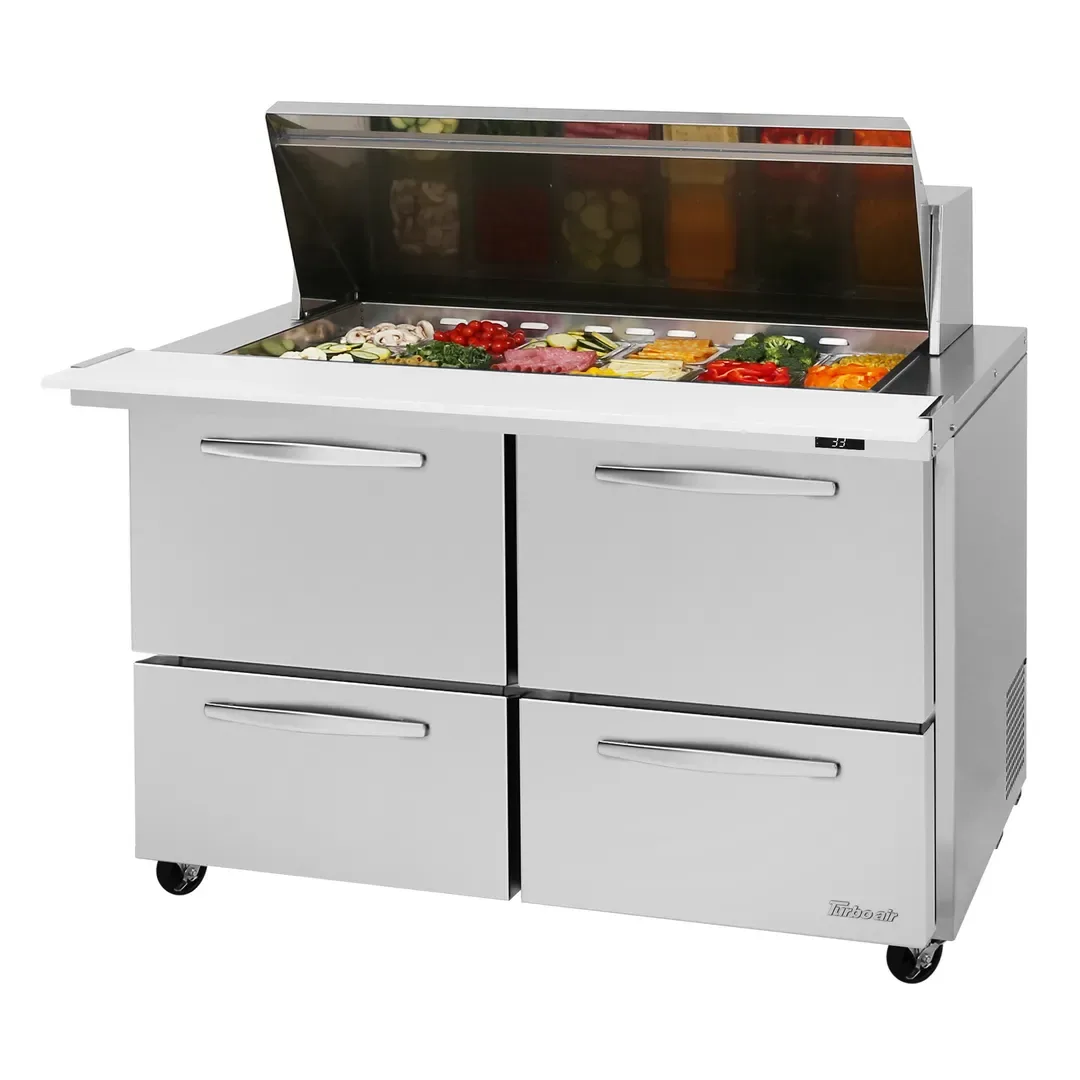 Turbo Air PST-48-18-D4-N 48″ Mega Top Sandwich/Salad Prep Table w/ 4 Drawers, 18 Pans